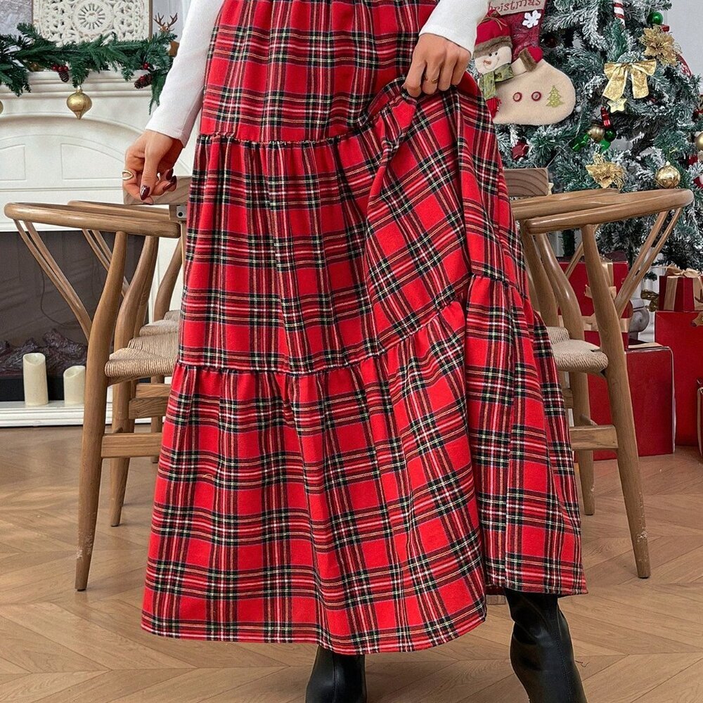 Multicolor Chic Women's Plaid Checkered Christmas Skirt - Picture 7 of 10